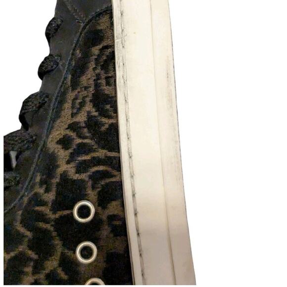 P448 Skate Boster Black Leopard Print Suede FurLined High Top Sneakers 36 - Picture 7 of 13